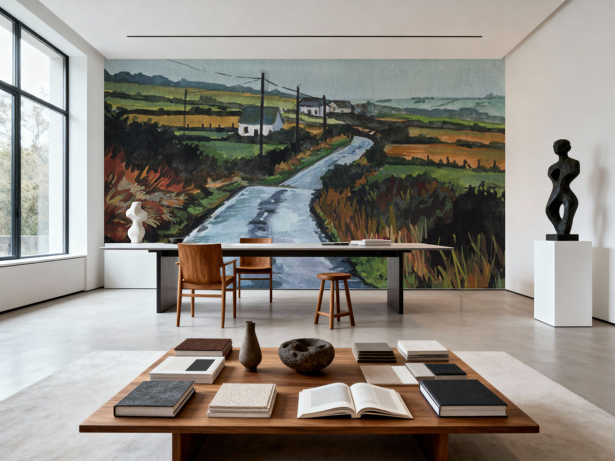 Rainy Back Road Mural Wallpaper - room preview 02