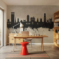 New Haven Connecticut Skyline Concrete Mural Wallpaper - room preview 02