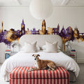Perth Scotland Skyline Purple & Gold Mural Wallpaper - room preview 02