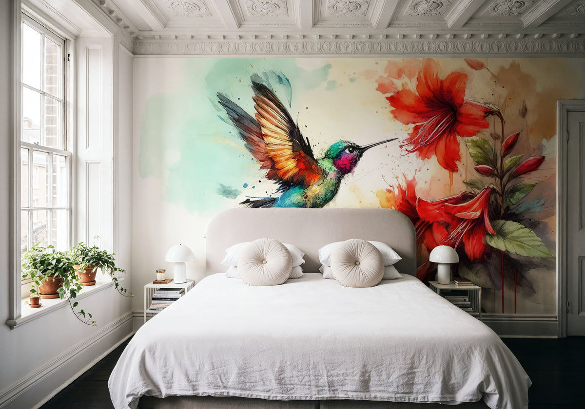 Dance of Hummingbird Mural Wallpaper - room preview 02