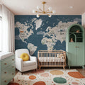 Scandi Map Blue Mural Wallpaper - room preview 02