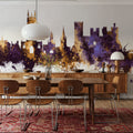 Warwick England Skyline Purple & Gold Mural Wallpaper - room preview 02