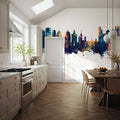 Oakland California Skyline Blue & Bronze Mural Wallpaper - room preview 02