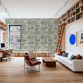 Patinated Linen Toile De Jouy, Olive Mural Wallpaper - room preview 02