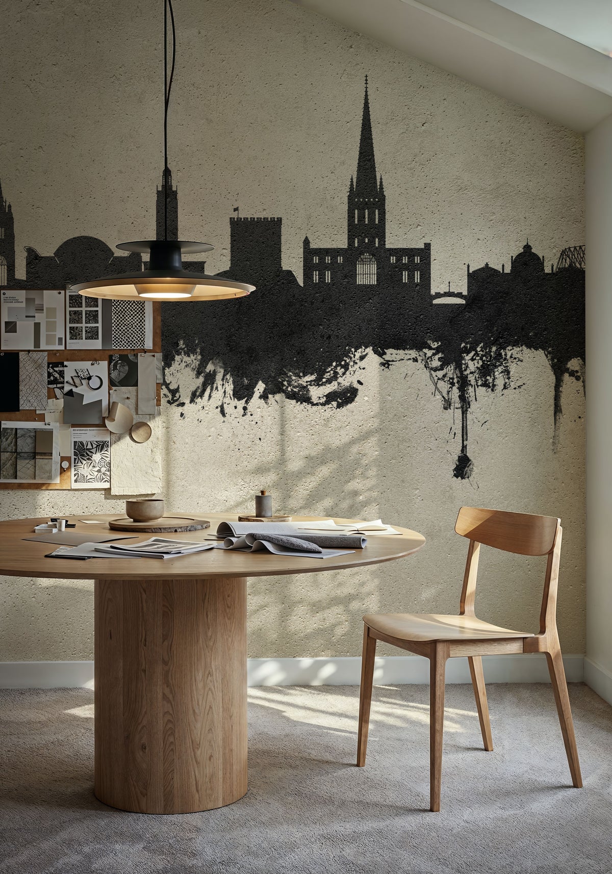 Norwich England Skyline Concrete Mural Wallpaper - room preview 02