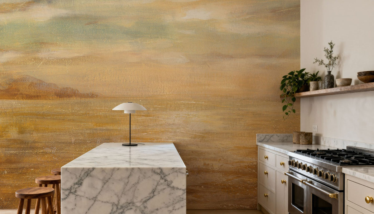 Serene Sea II Gold Mural Wallpaper - room preview 02