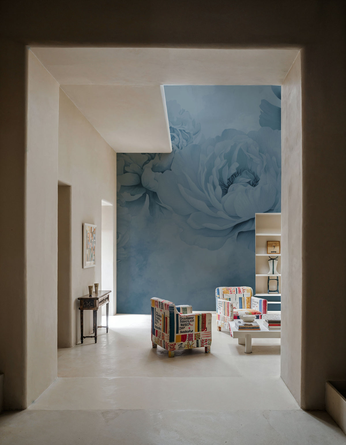 Transcendent Peony, French Blue Mural Wallpaper - room preview 02