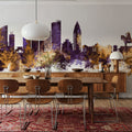 Ulaanbaatar Mongolia Skyline Purple & Gold Mural Wallpaper - room preview 02