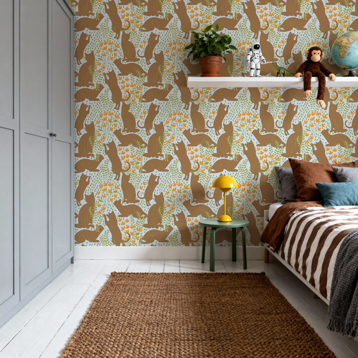 Hunters in the Garden, Sky & Beige Mural Wallpaper - room preview 02