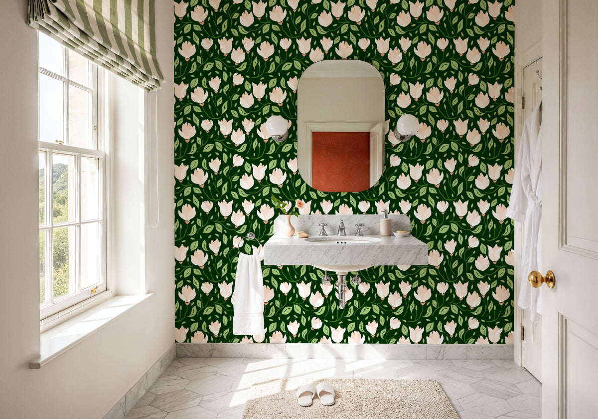 Cream Tulips Mural Wallpaper - room preview 02