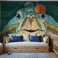 Hello Turtle, Emerald Mural Wallpaper - room preview 02