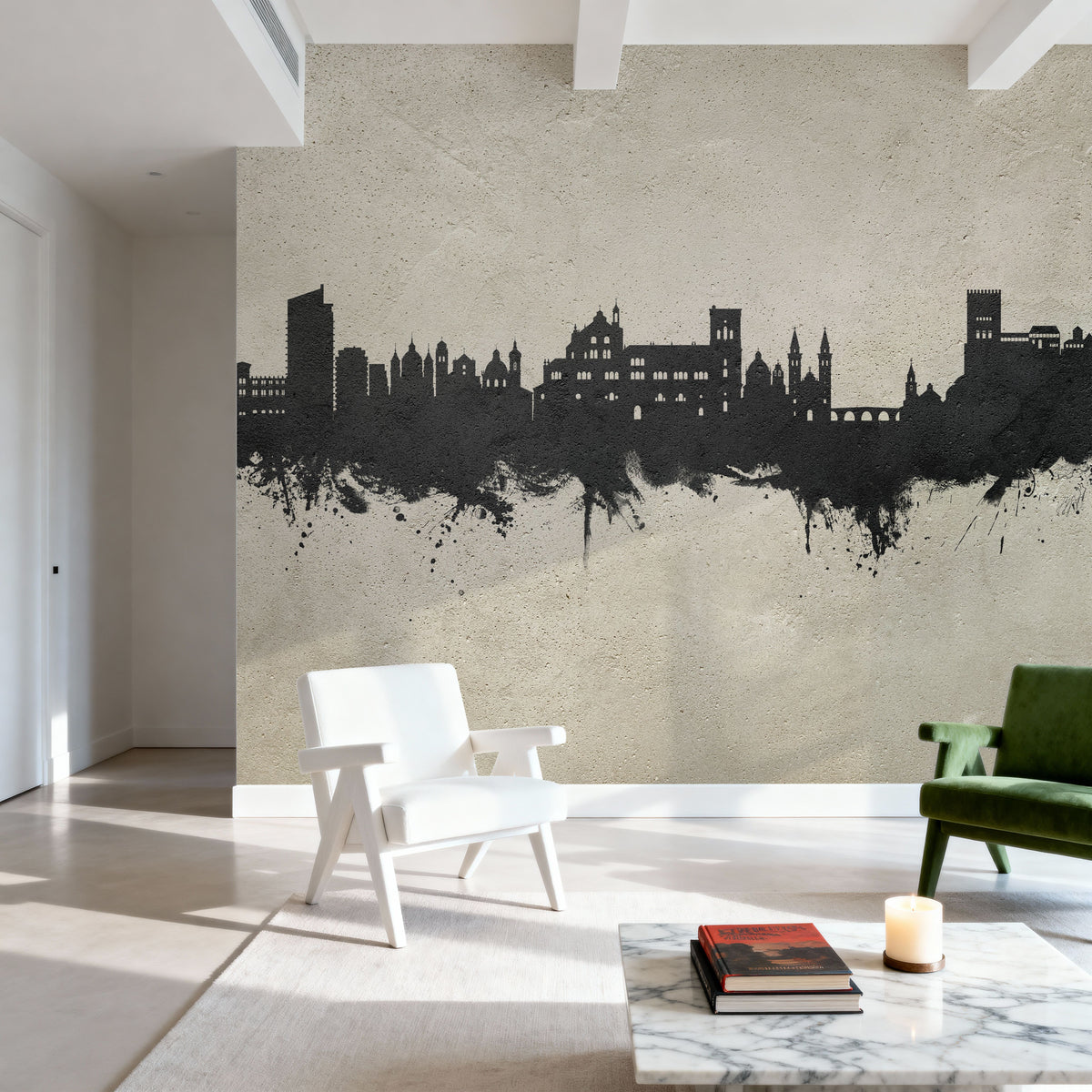Granada Spain Skyline Concrete Mural Wallpaper - room preview 02