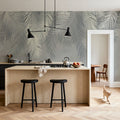Palms Above, Gray Mural Wallpaper - room preview 02