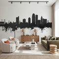 Winston-Salem North Carolina Skyline Black & White Mural Wallpaper - room preview 02