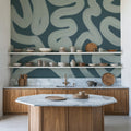 Modern Abstract, Teal Mural Wallpaper - room preview 02