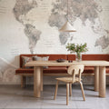World Map Atlas Gray Mural Wallpaper - room preview 02