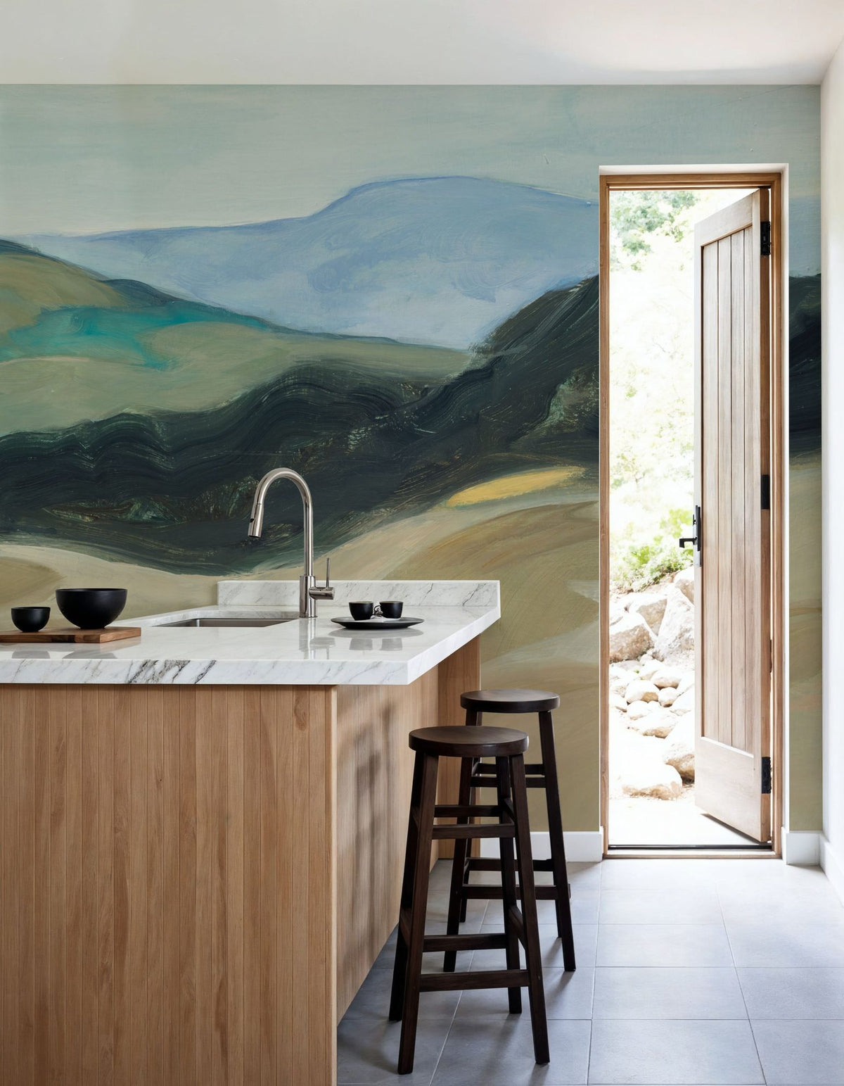 Layered Mountains Mural Wallpaper - room preview 02