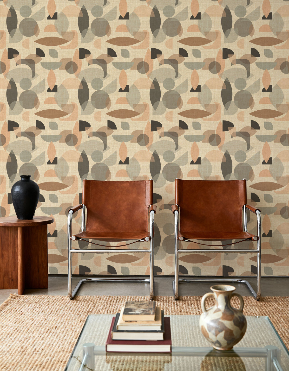 Homley Geometry, Beige Mural Wallpaper - room preview 02