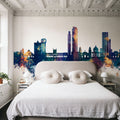 Asunción Paraguay Skyline Blue & Bronze Mural Wallpaper - room preview 02