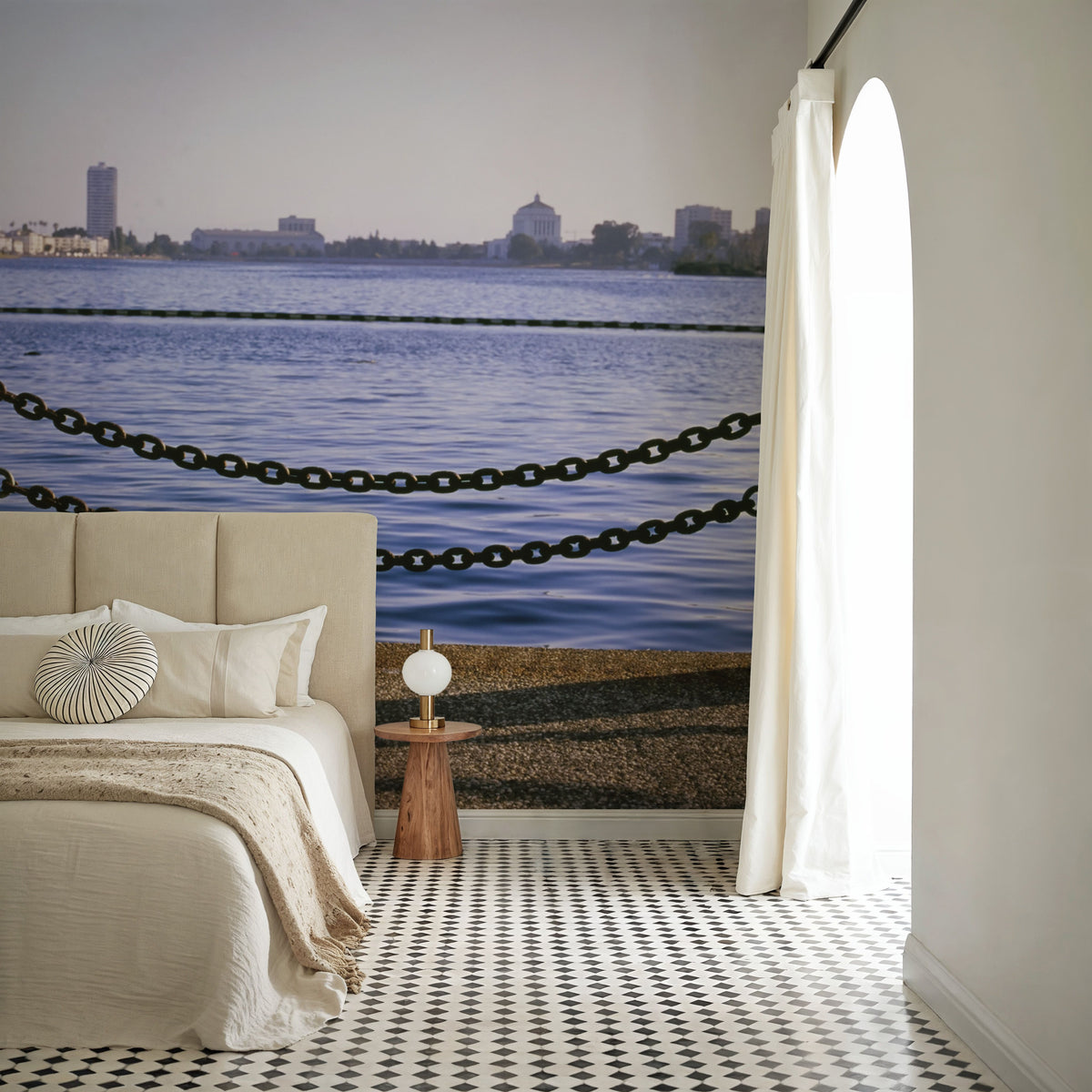 Urban Waterfront Serenity Mural Wallpaper - room preview 02