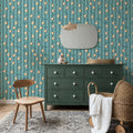 Memphis Dots & Stripes, Cyan Mural Wallpaper - room preview 02