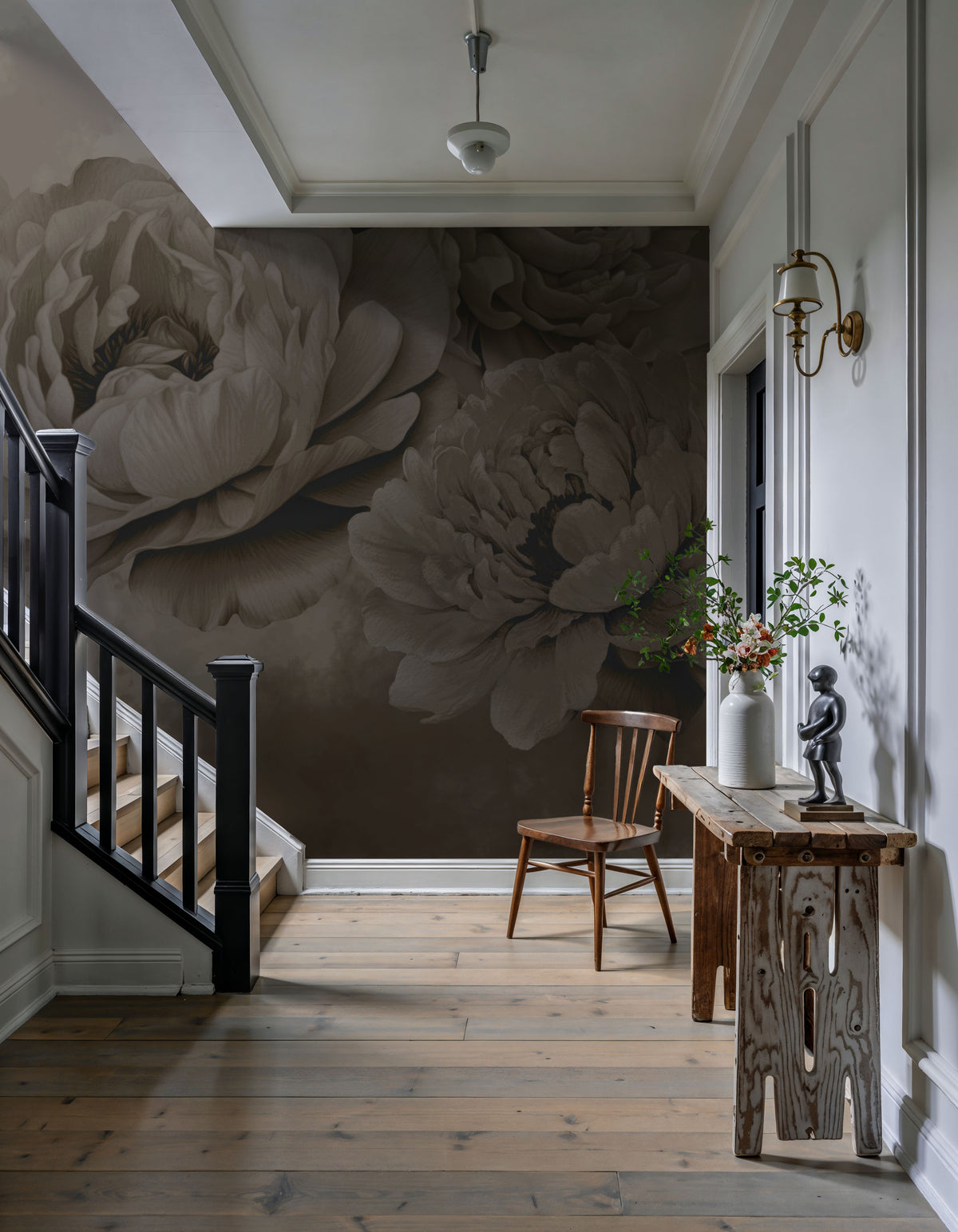 Transcendent Peony, Sage Mural Wallpaper - room preview 02
