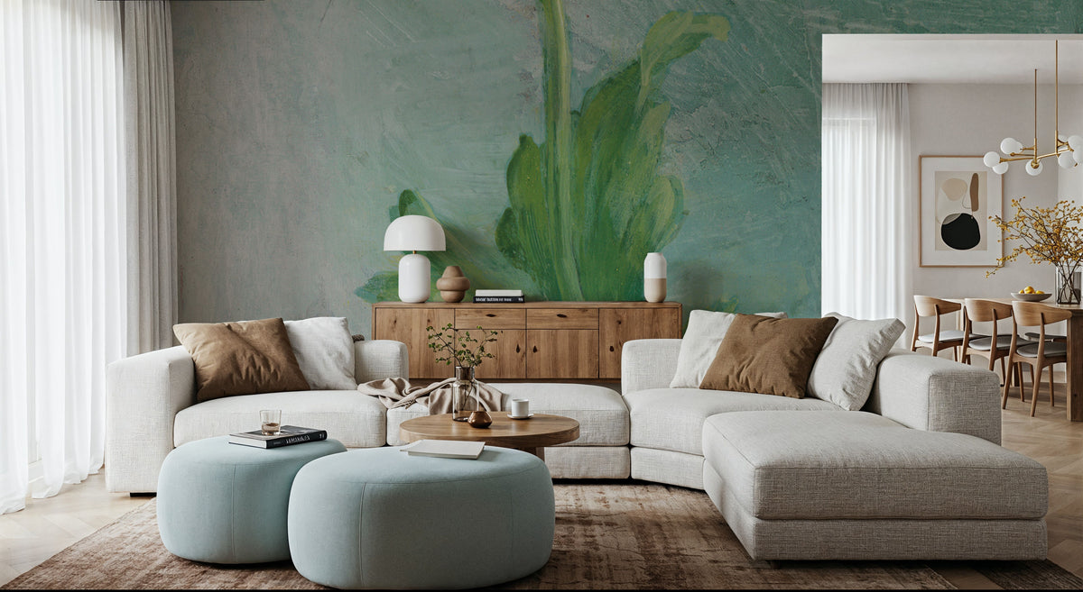 Poppy on Blue Mural Wallpaper - room preview 02