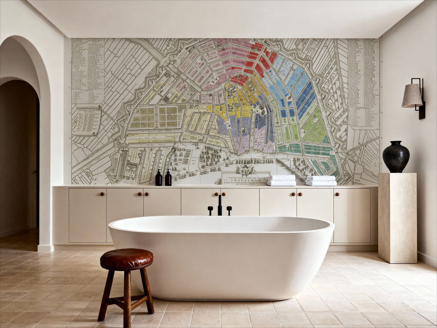 World Map Wallpaper Mural – Map Wall Mural – Vintage Amsterdam Map (1795)