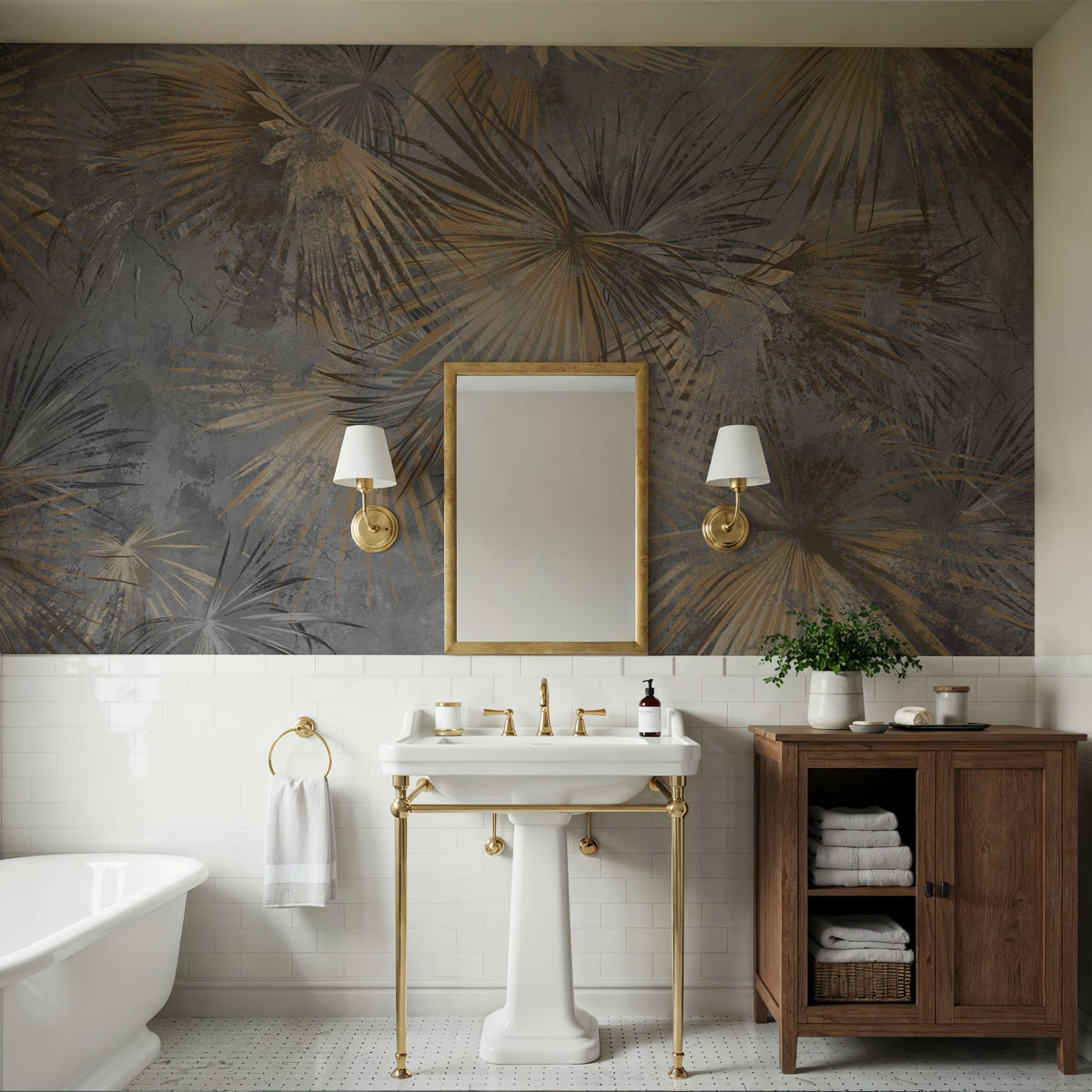 Retro Sunny Palms Mural Wallpaper - room preview 02