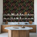 Bright Palms Pattern, Plum & Brown Mural Wallpaper - room preview 02