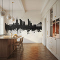 Warsaw Poland Skyline Black & White Mural Wallpaper - room preview 02