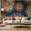 Folk Floral VIII Dark Mural Wallpaper - room preview 02