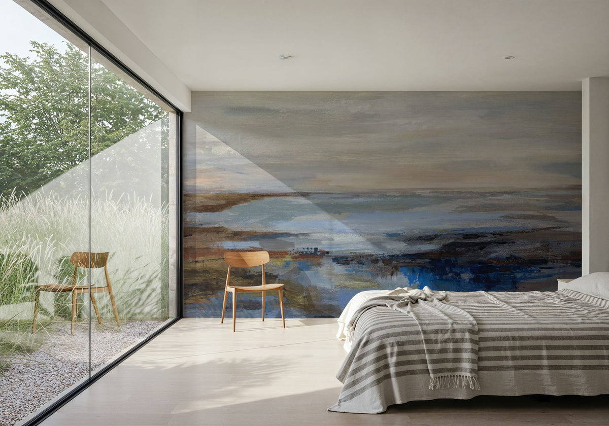 Serene Sea Mural Wallpaper - Neutral Tone - room preview 02