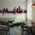 Rochester New York Skyline Purple & Gold Mural Wallpaper - room preview 02