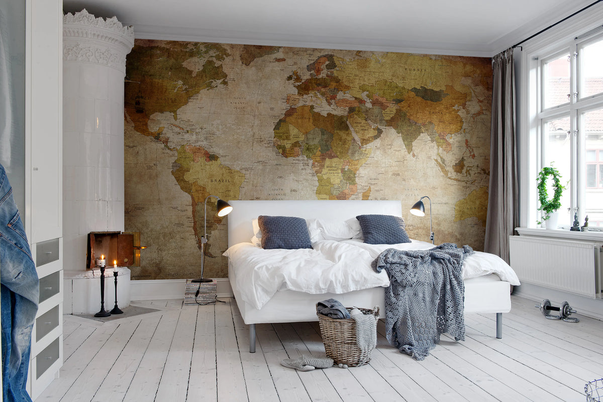 World Map Mural Wallpaper - room preview 02