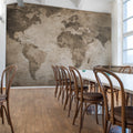 World Map, Brown Mural Wallpaper - room preview 02