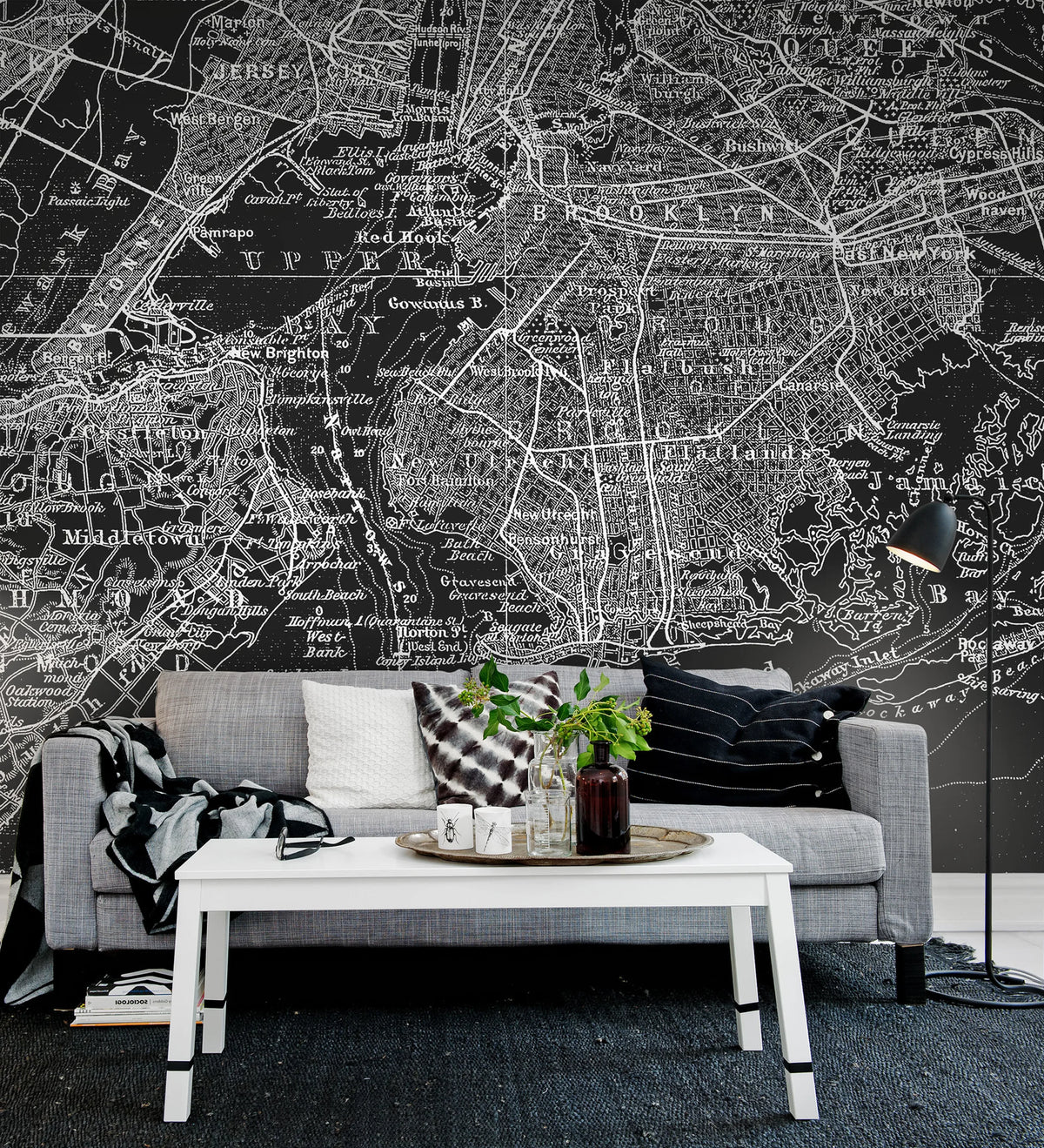 Map of NY Mural Wallpaper - room preview 02