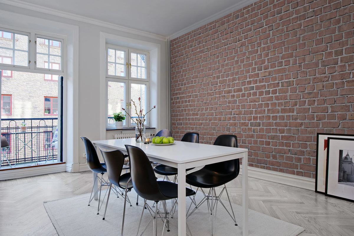 Brick Wall, Red Mural Wallpaper - room preview 02