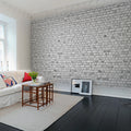 Brick Wall, White Mural Wallpaper - room preview 02