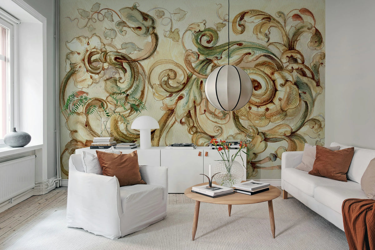Baroque Mural Wallpaper - room preview 02