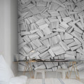 Books, White Mural Wallpaper - room preview 02
