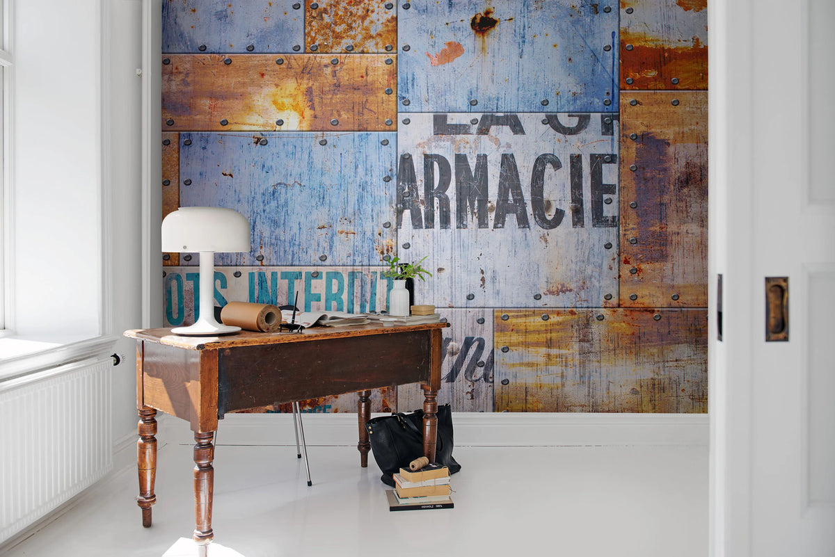 Steel Plates Mural Wallpaper - room preview 02