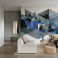 Fractal, Blue Mural Wallpaper - room preview 02