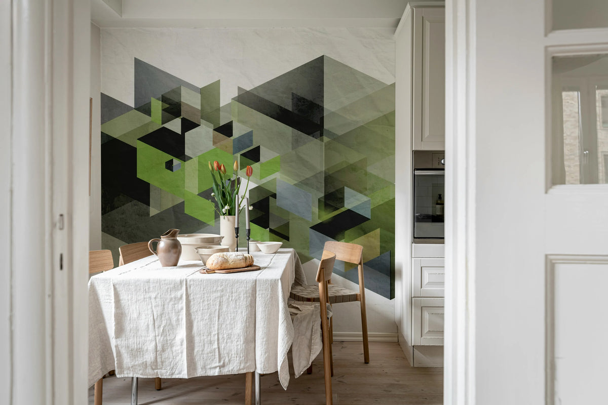 Fractal, Green Mural Wallpaper - room preview 02