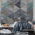 Quadrangle, Blue Mural Wallpaper - room preview 02