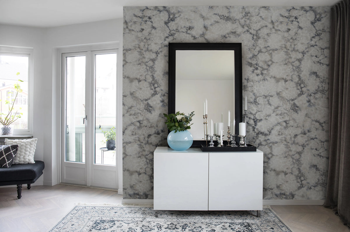 Flow, White Mural Wallpaper - room preview 02