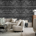 Horizontal Boards, Black Mural Wallpaper - room preview 02