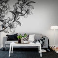 Springtime, Black&white Mural Wallpaper - room preview 02