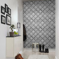 Concrete Trellis, Gray Mural Wallpaper - room preview 02