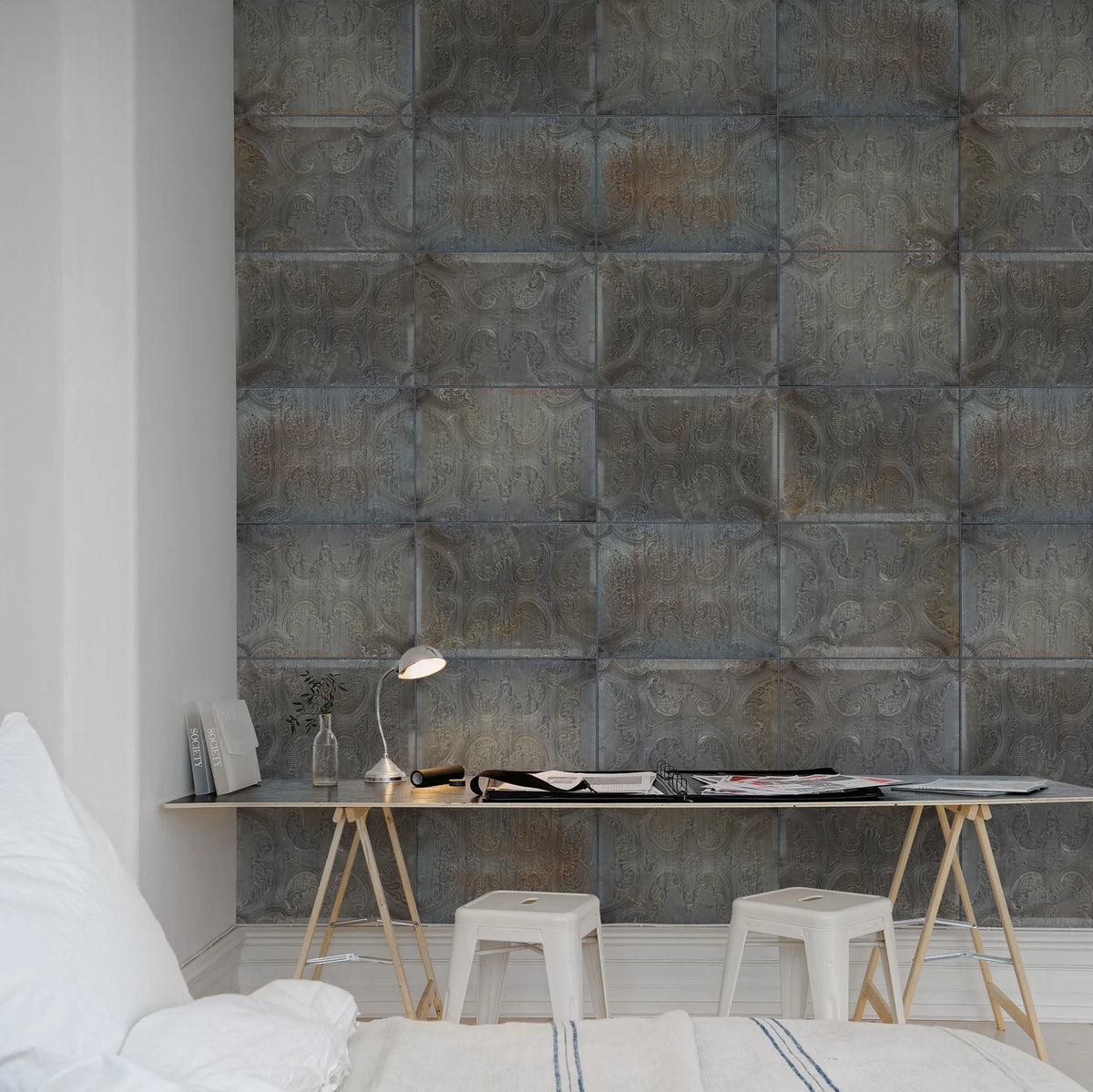 Tin Plates, Black Mural Wallpaper - room preview 02